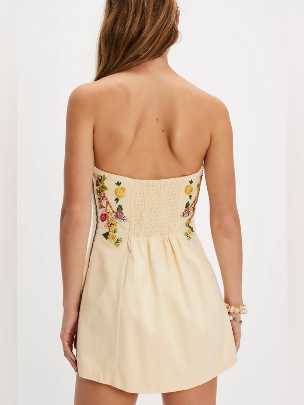 New Free People Havana Nights Beaded Floral Linen Mini Dress - Picture 4 of 10